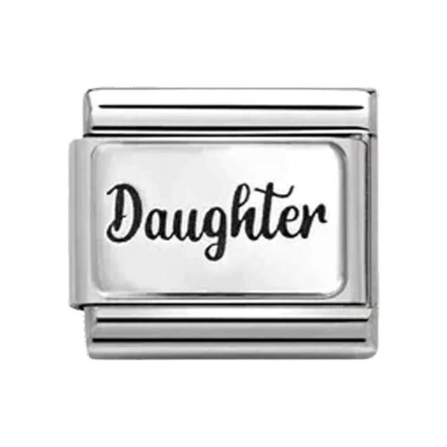 Nomination Classic Silver Daughter Writing Charm. Item code 330111_43.