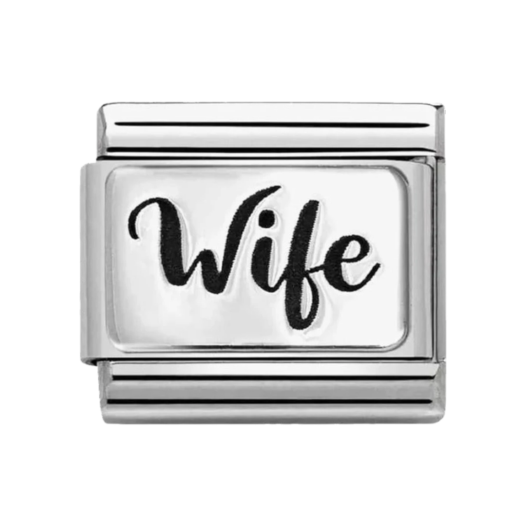 Nomination Silver and Black Enamel Wife Charm