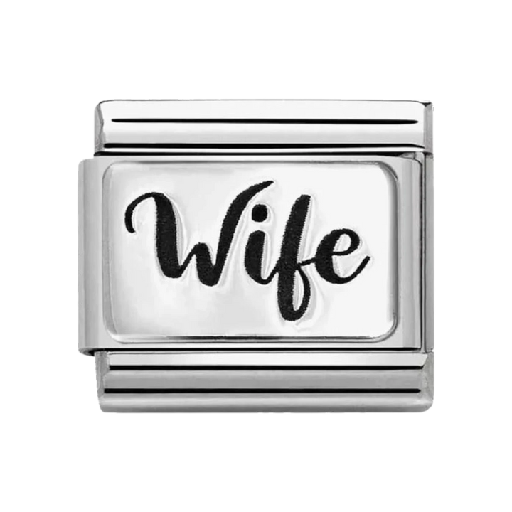Nomination Silver and Black Enamel Wife Charm