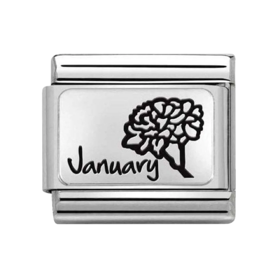 Nomination Composable Classic Month Flower Plates Steel and 925 Sterling Silver January