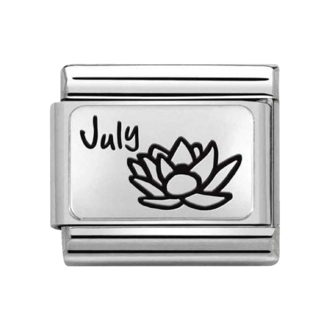 Nomination Composable Classic Month Flower Plates Steel and 925 Sterling Silver July