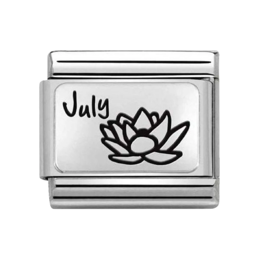 Nomination Composable Classic Month Flower Plates Steel and 925 Sterling Silver July