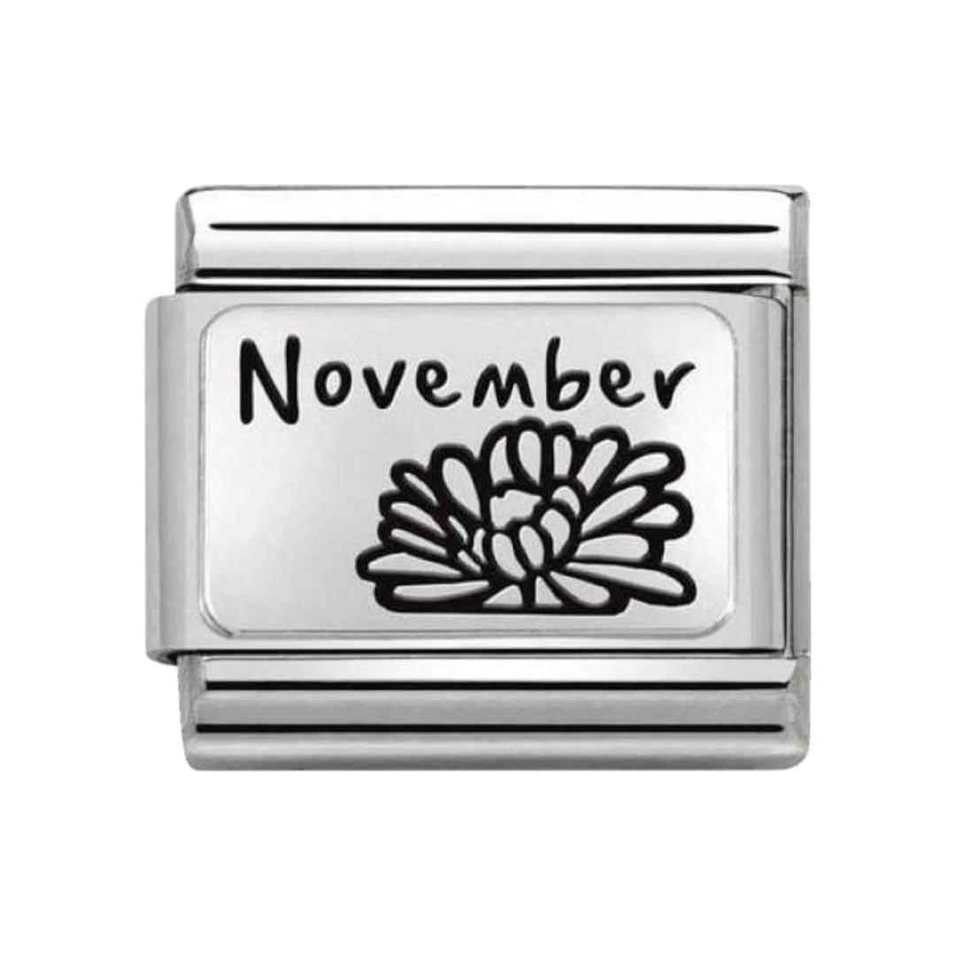 Nomination Composable Classic Month Flower Plates Steel and 925 Sterling Silver November
