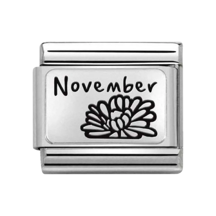 Nomination Composable Classic Month Flower Plates Steel and 925 Sterling Silver November