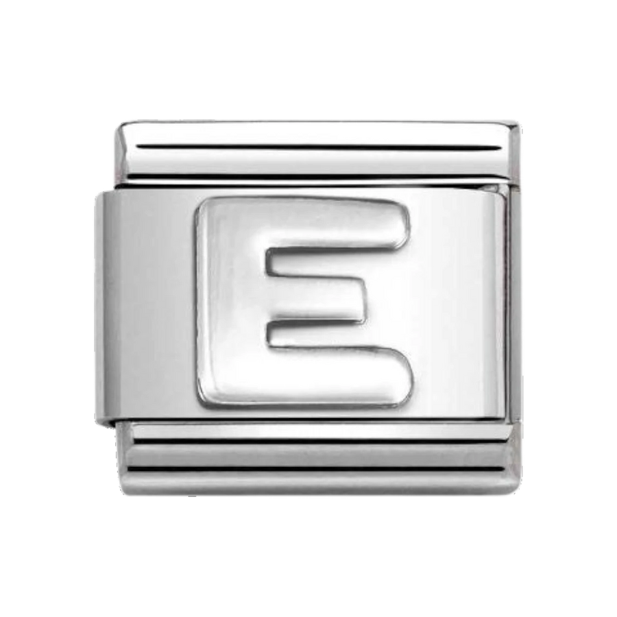 Nomination Classic Oxidised Silver Letter E Charm 330113_05