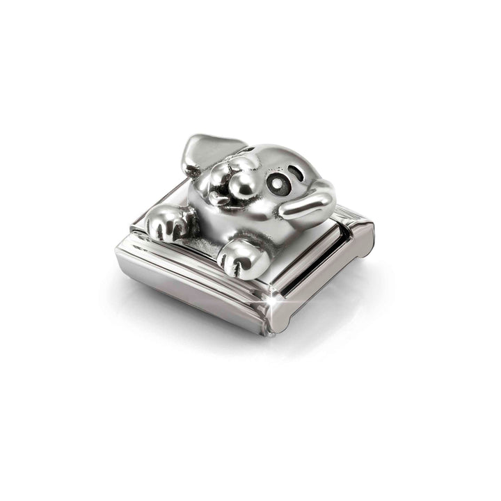 Niche Jewellery Nomination Silver Oxidised Dog Charm detail