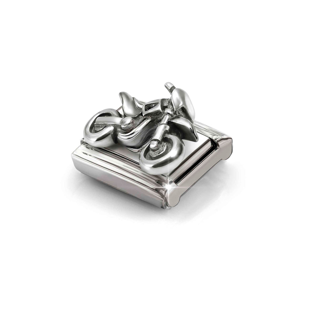 Niche Jewellery Nomination Silver Oxidised Motocross Charm detail