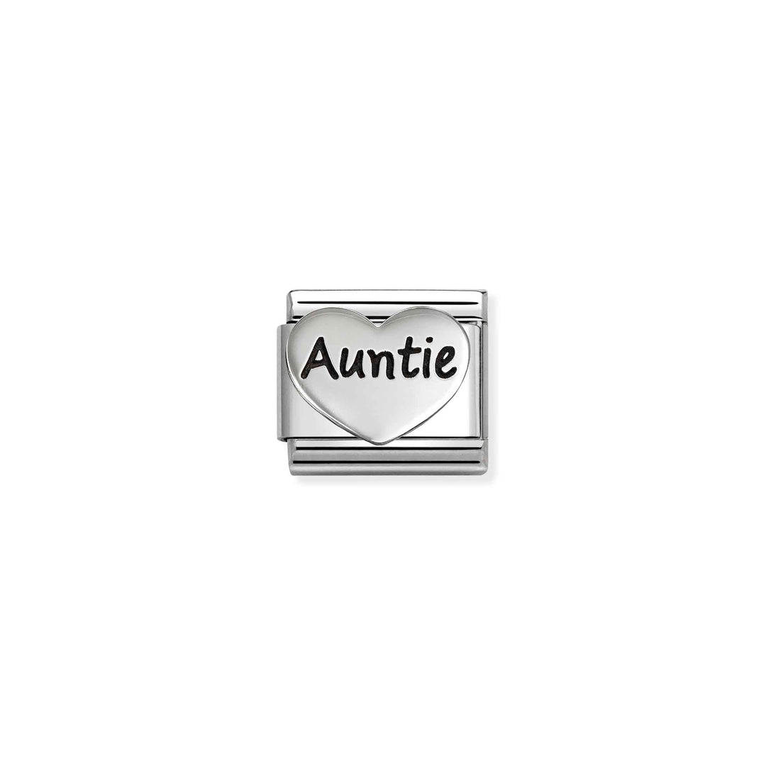Niche Jewellery Nomination Silver Oxidised Writing Auntie Heart Charm