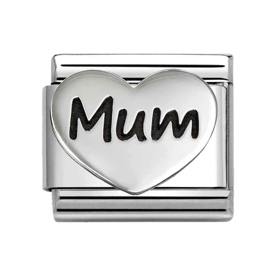Niche Jewellery Nomination Silver Oxidised Mum with Heart Charm