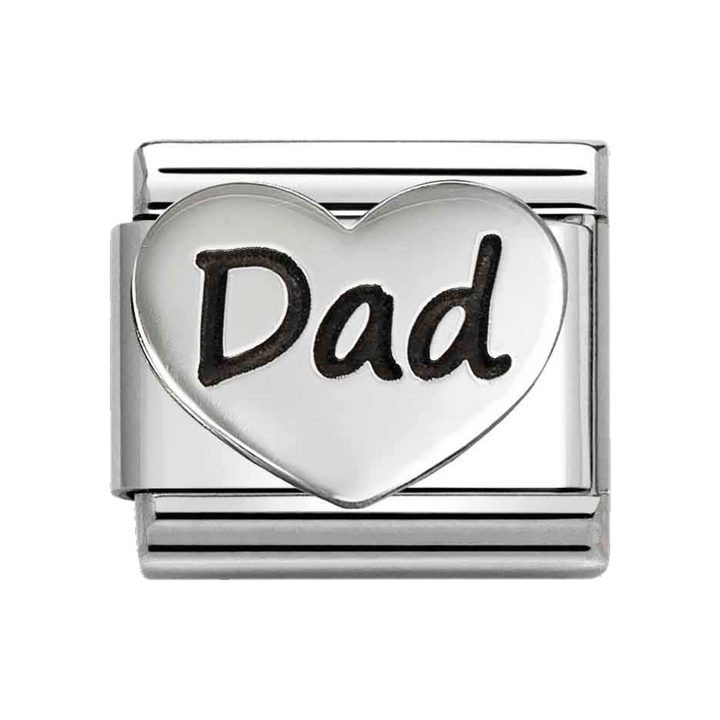 Niche Jewellery Nomination Silver Oxidised Dad with Heart Charm