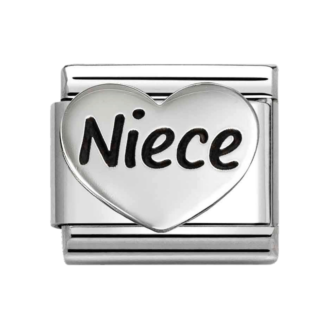 Niche Jewellery Nomination Silver Oxidised Niece with Heart Charm