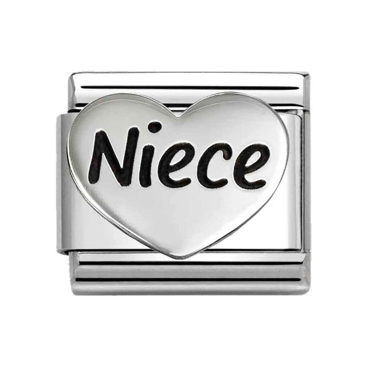Niche Jewellery Nomination Silver Oxidised Niece with Heart Charm
