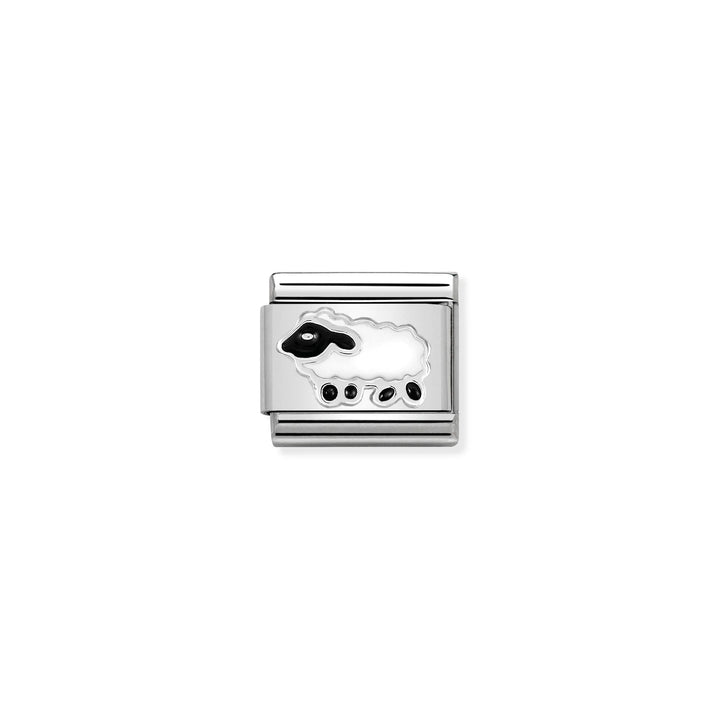 Nomination Silver Black and White Enamel Sheep Charm