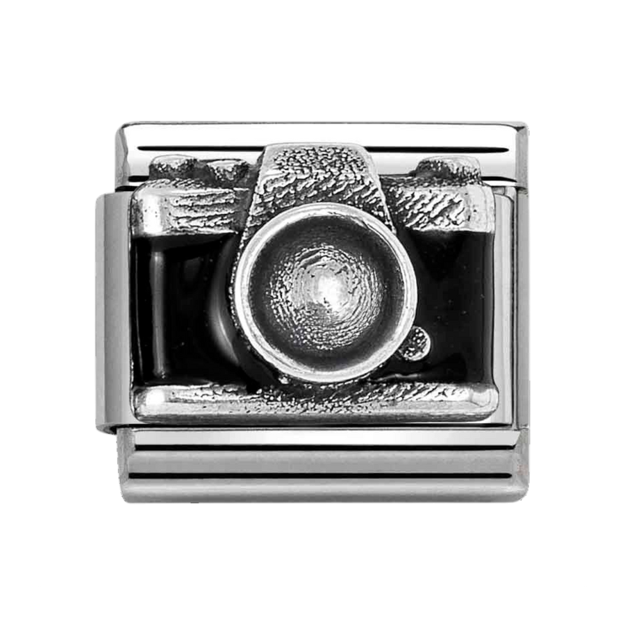 Niche Jewellery Nomination Silver and Black Enamel Camera Charm
