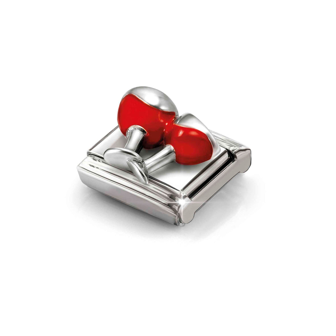 Niche Jewellery Nomination Silver and Enamel Red Wine Glasses Charm detail