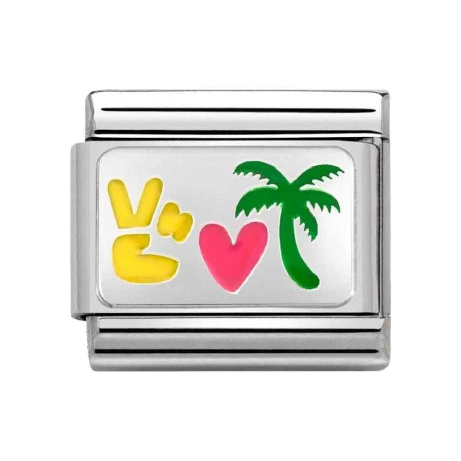 Nomination Silver and Enamel Peace Heart Palm Charm 330206_32
