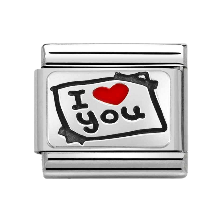 Niche Jewellery Nomination Silver and Enamel I Love You Card Charm