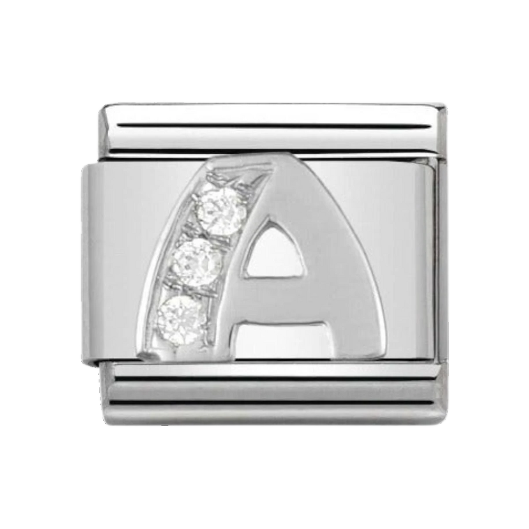 Nomination Silver and Zirconia Classic Letter Charm - A
