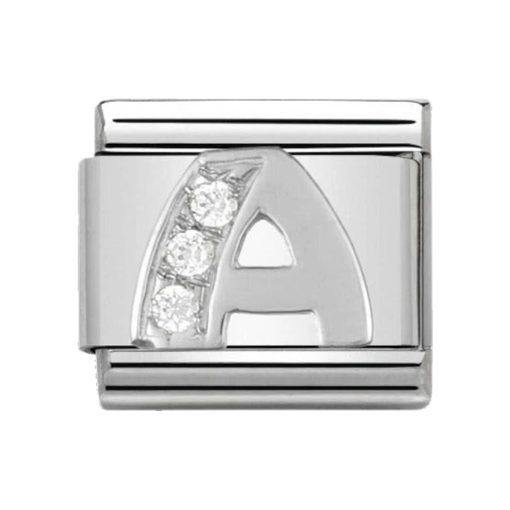 Nomination Silver and Zirconia Classic Letter Charm - A