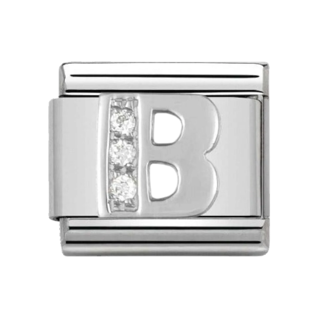 Nomination Silver and Zirconia Classic Letter Charm - B