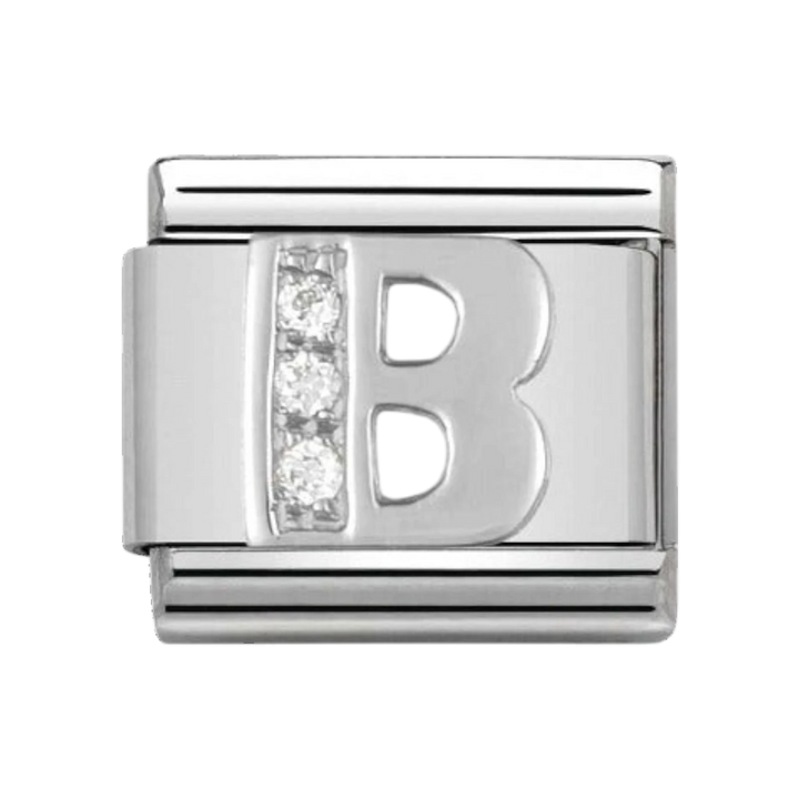 Nomination Silver and Zirconia Classic Letter Charm - B