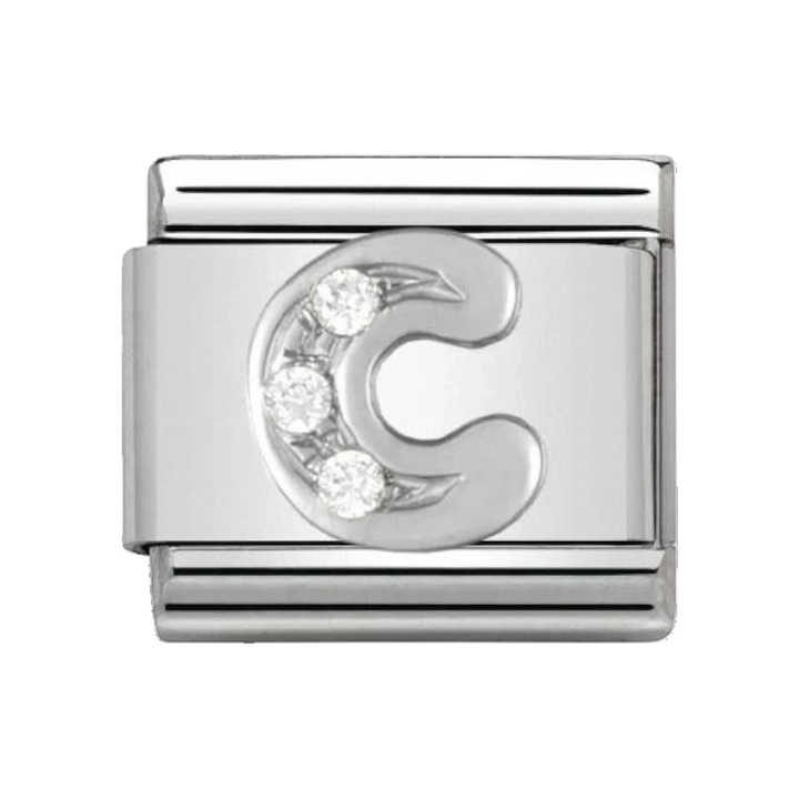 Nomination Silver and Zirconia Classic Letter Charm - C