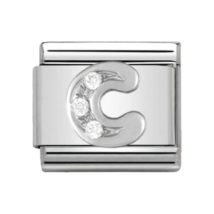 Nomination Silver and Zirconia Classic Letter Charm - C
