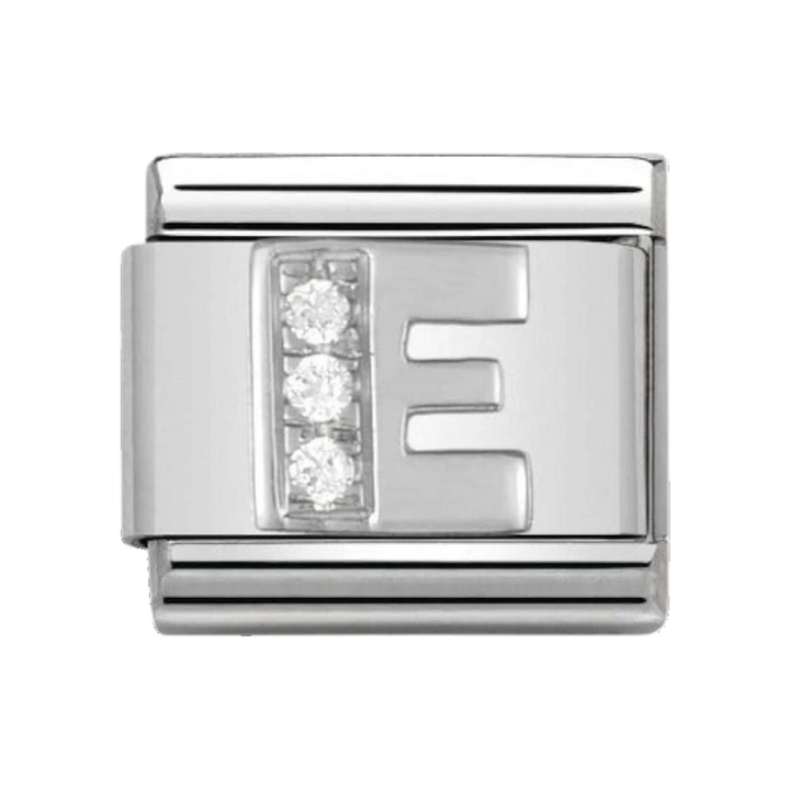 Nomination Silver and Zirconia Classic Letter Charm - E