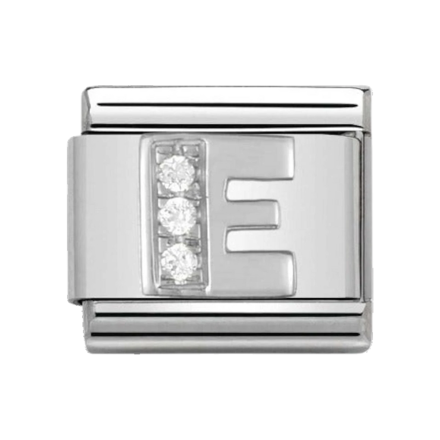 Nomination Silver and Zirconia Classic Letter Charm - E