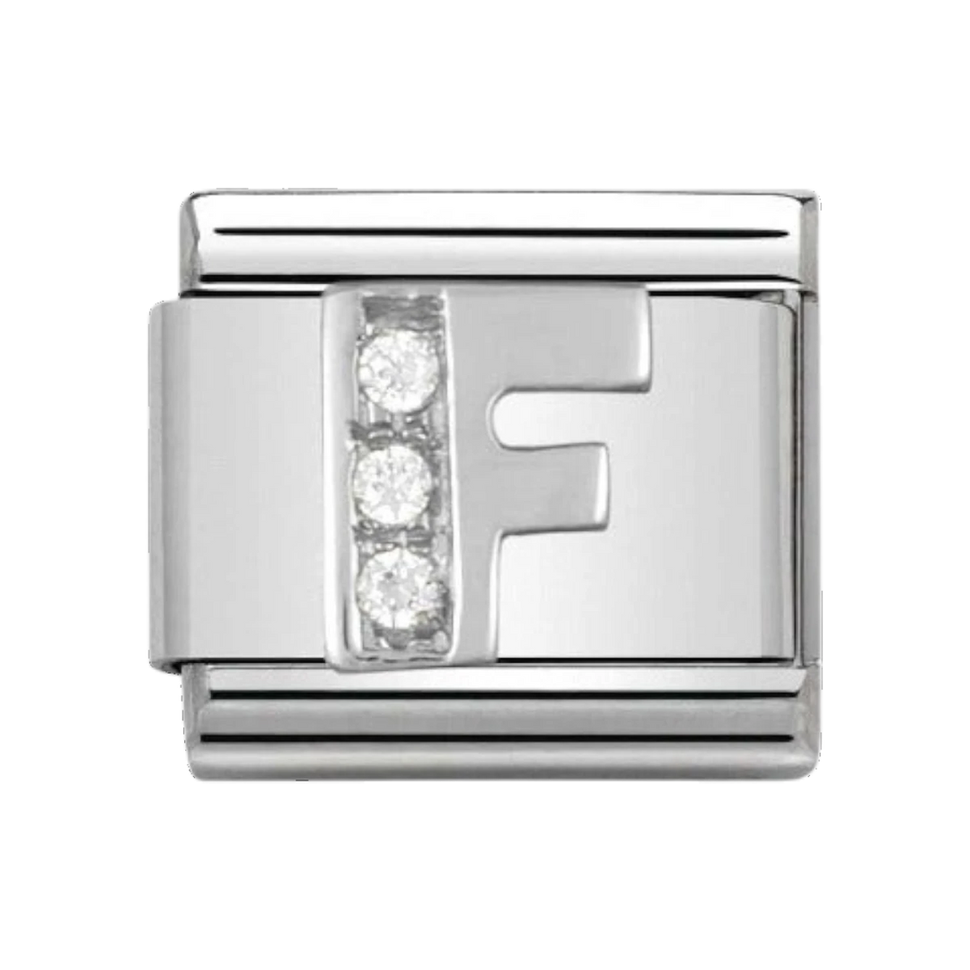 Nomination Silver and Zirconia Classic Letter Charm - F