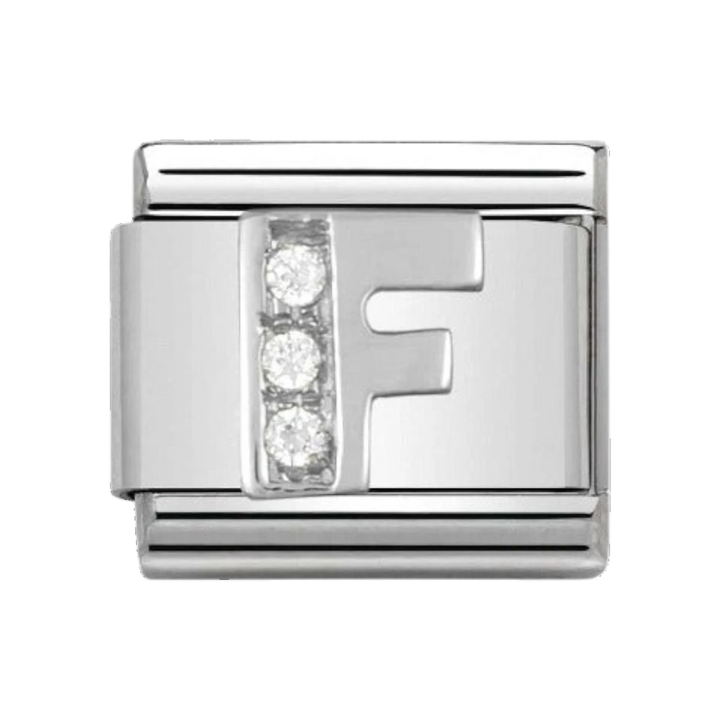 Nomination Silver and Zirconia Classic Letter Charm - F