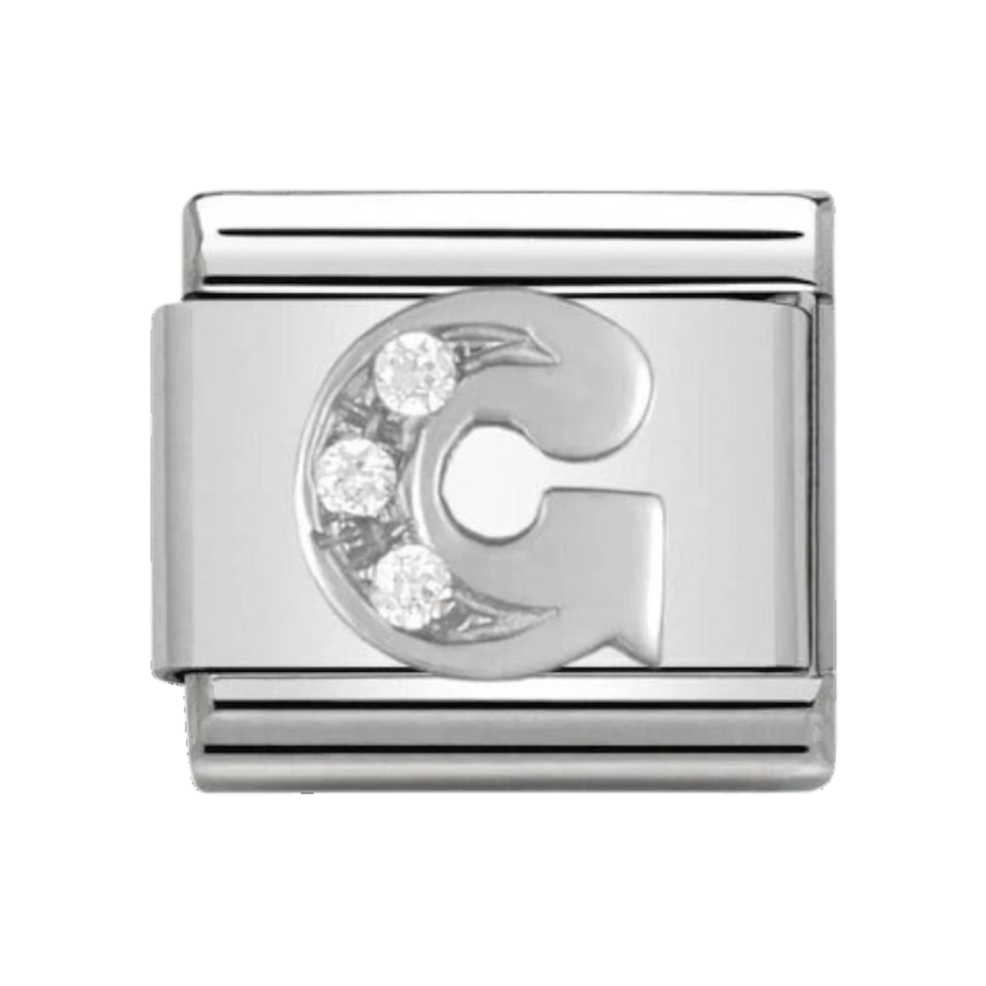 Nomination Silver and Zirconia Classic Letter Charm - G