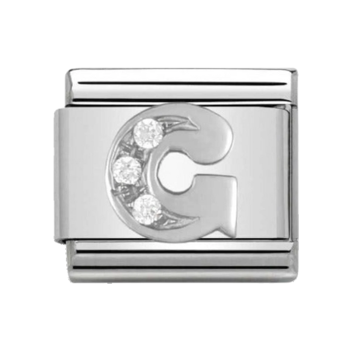 Nomination Silver and Zirconia Classic Letter Charm - G