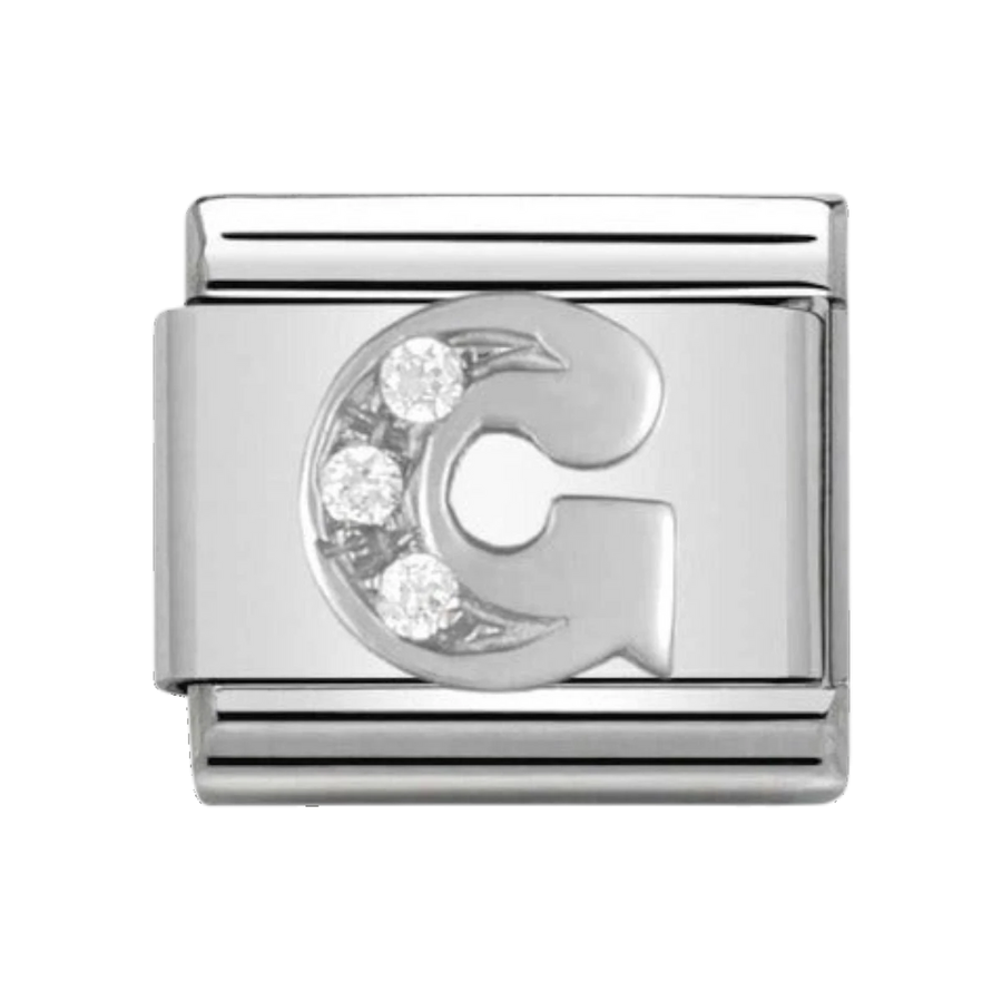 Nomination Silver and Zirconia Classic Letter Charm - G