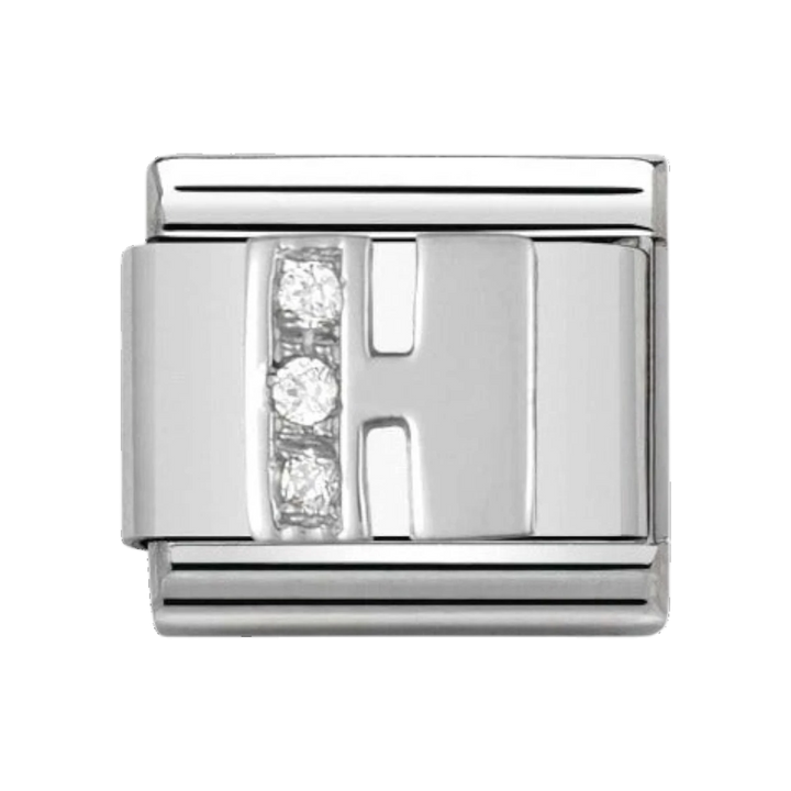 Nomination Silver and Zirconia Classic Letter Charm - H