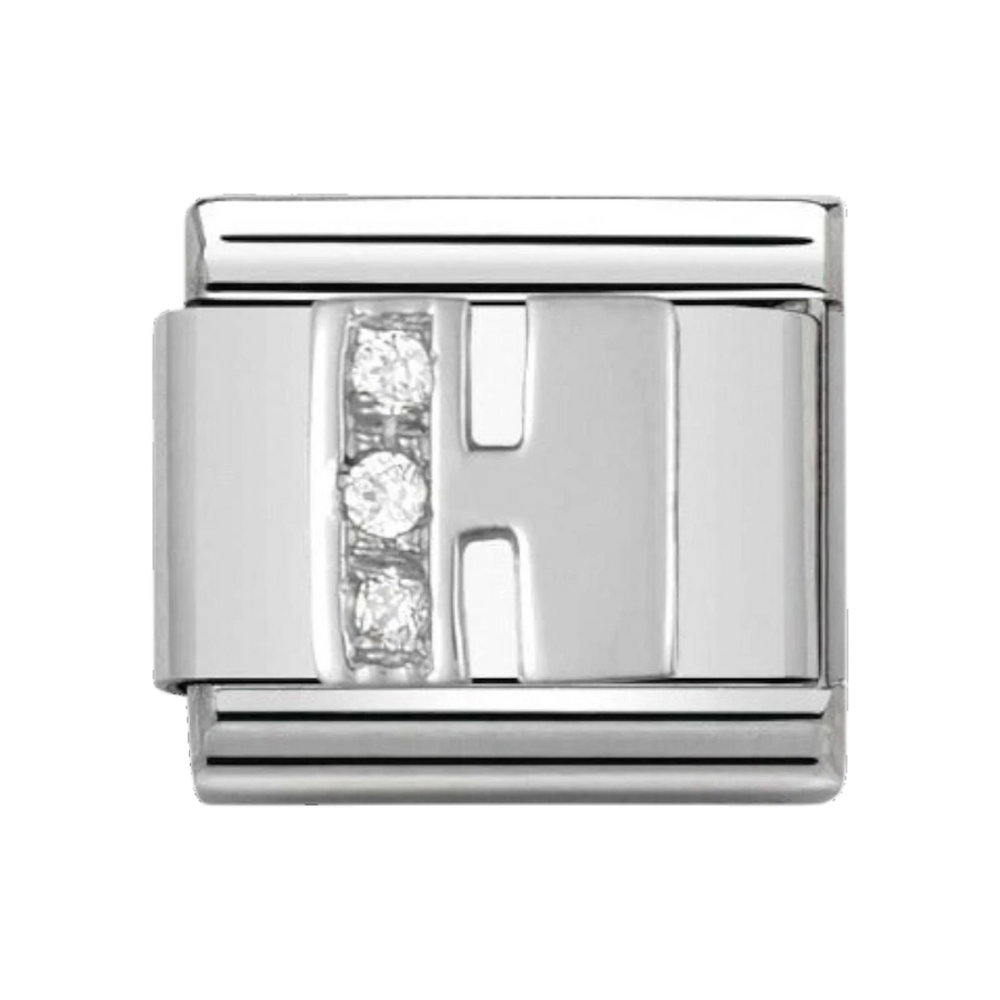 Nomination Silver and Zirconia Classic Letter Charm - H