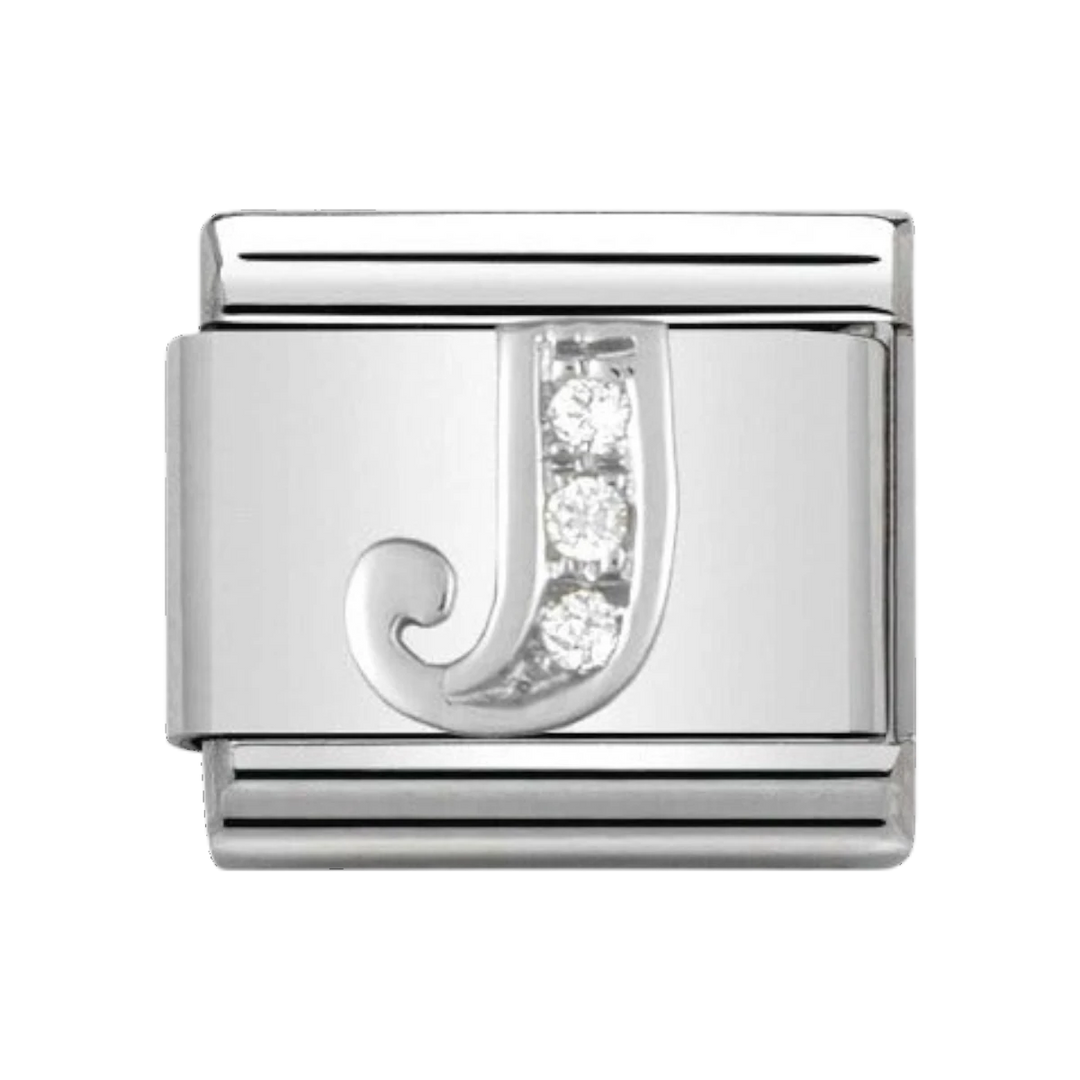 Nomination Silver and Zirconia Classic Letter Charm - J