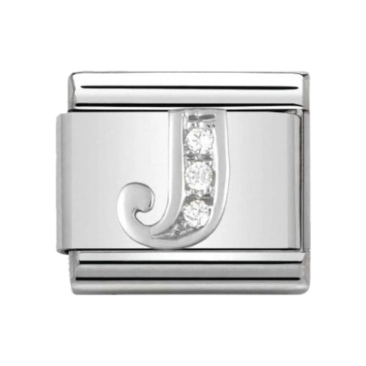 Nomination Silver and Zirconia Classic Letter Charm - J