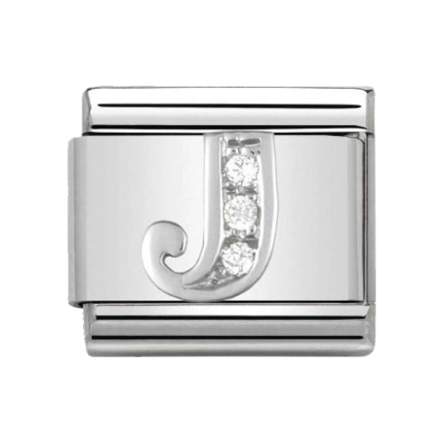 Nomination Silver and Zirconia Classic Letter Charm - J