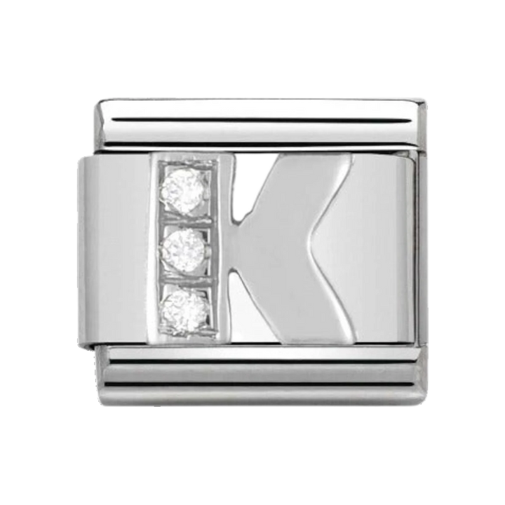 Nomination Silver and Zirconia Classic Letter Charm - K