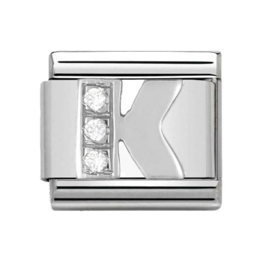 Nomination Silver and Zirconia Classic Letter Charm - K