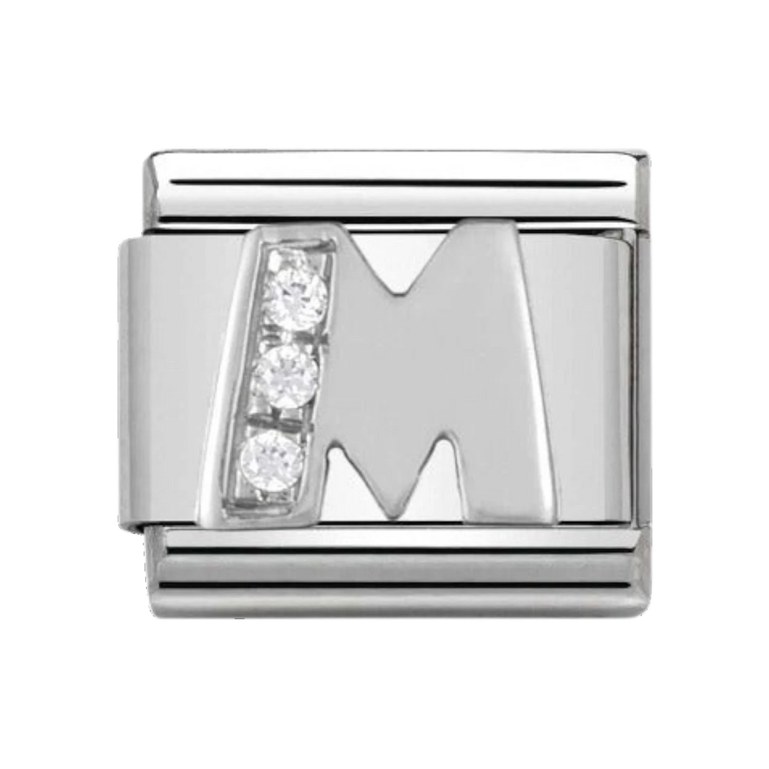 Nomination Silver and Zirconia Classic Letter Charm - M