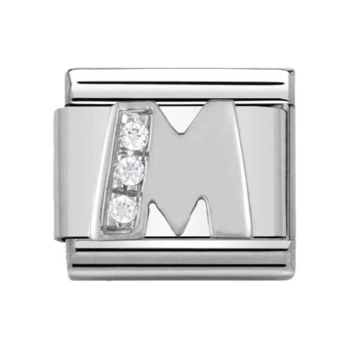 Nomination Silver and Zirconia Classic Letter Charm - M
