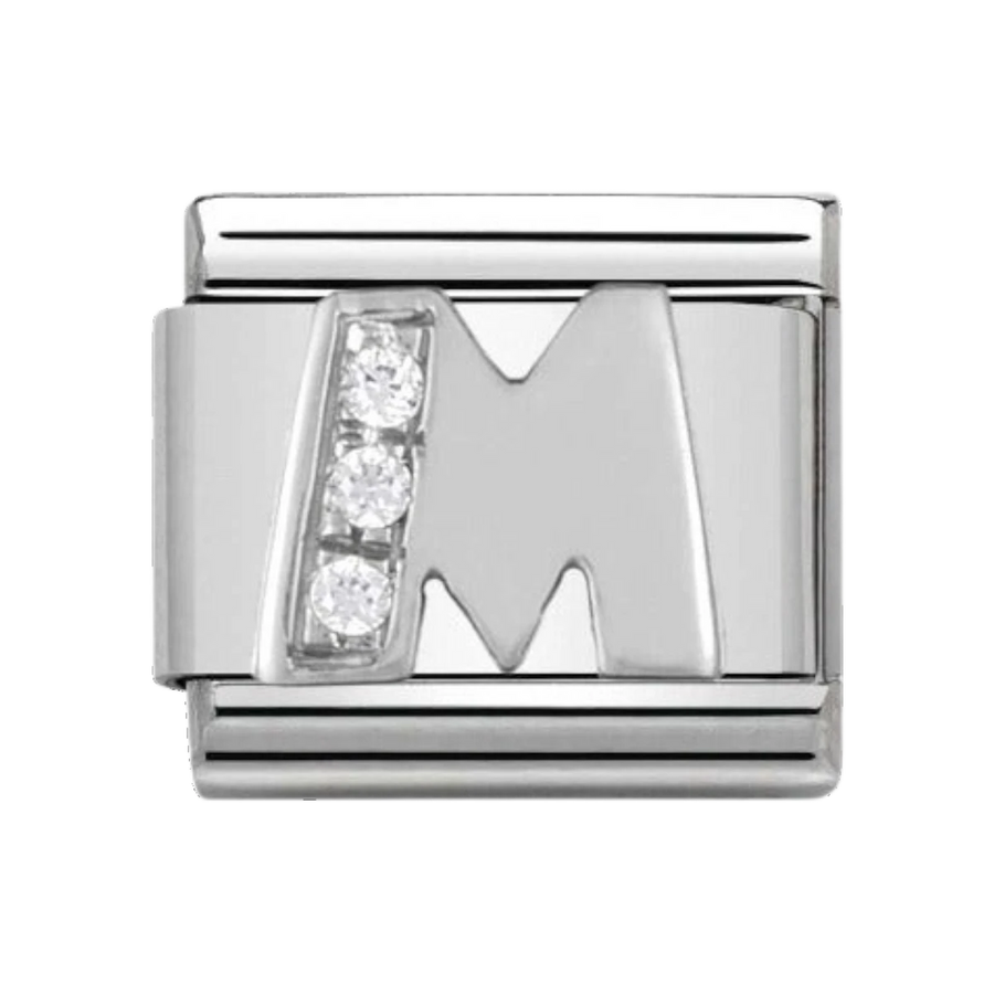 Nomination Silver and Zirconia Classic Letter Charm - M