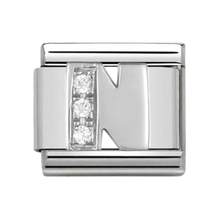Nomination Silver and Zirconia Classic Letter Charm - N