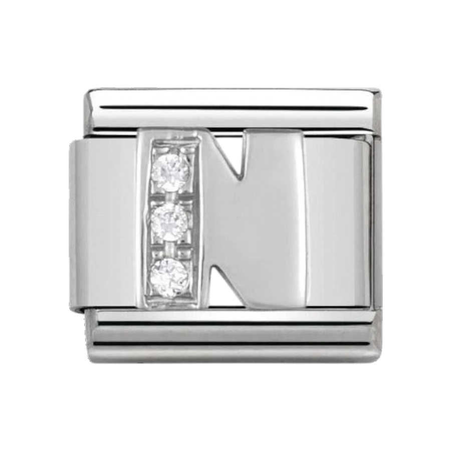 Nomination Silver and Zirconia Classic Letter Charm - N
