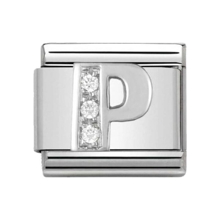 Nomination Silver and Zirconia Classic Letter Charm - P