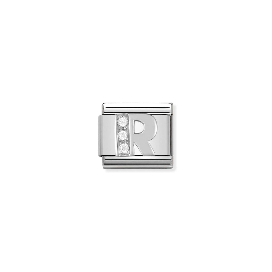 Nomination Silver and Zirconia Classic Letter Charm - R