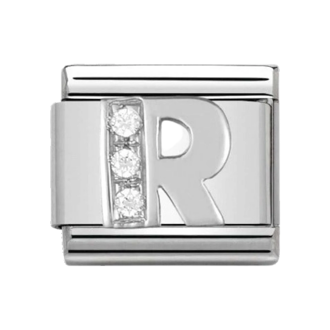 Nomination Silver and Zirconia Classic Letter Charm - R