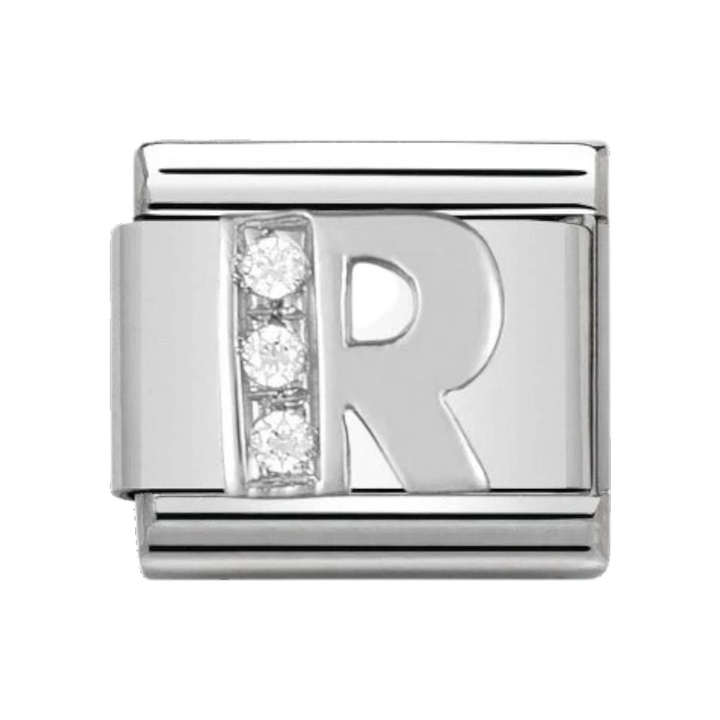Nomination Silver and Zirconia Classic Letter Charm - R